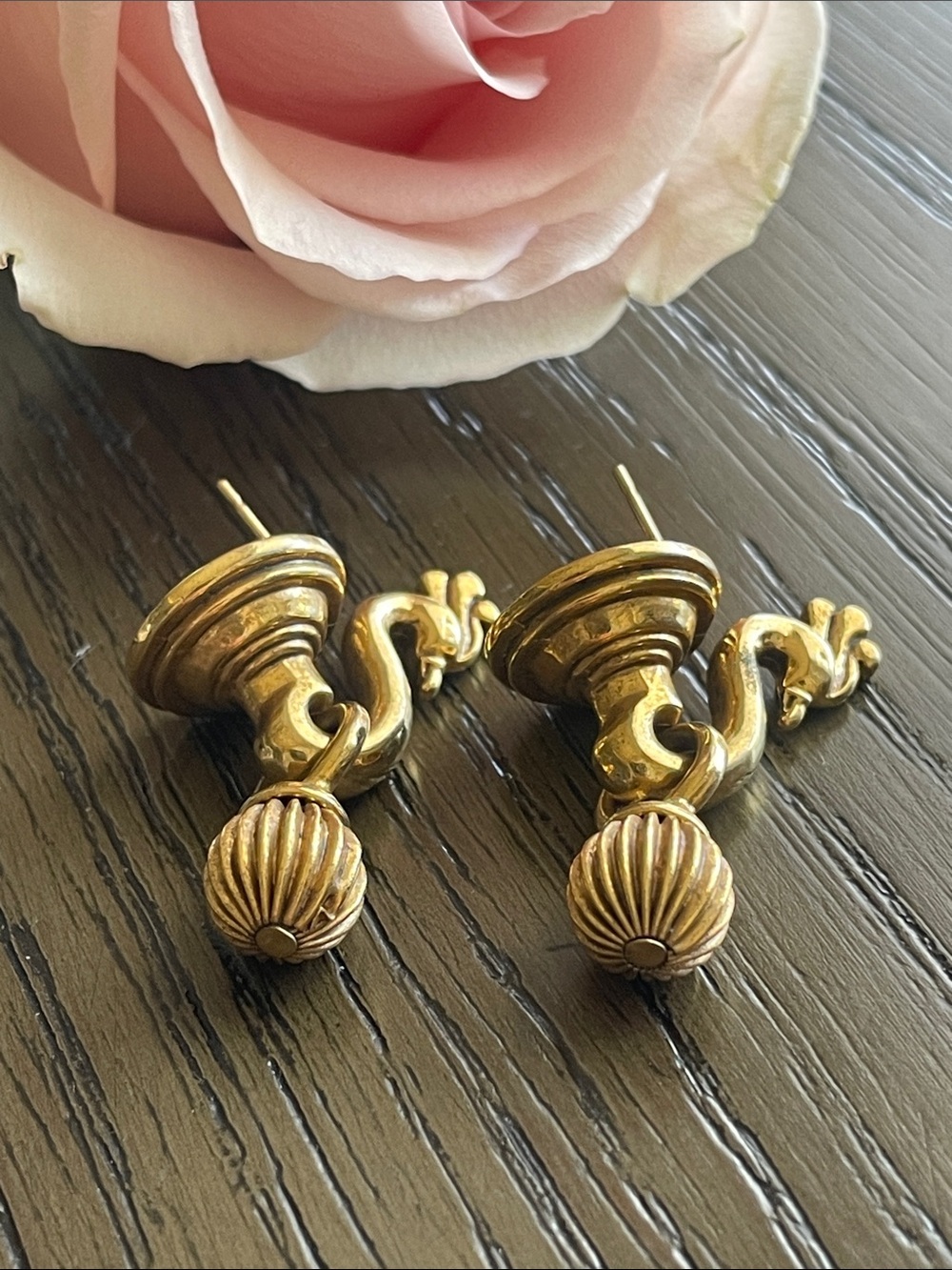 Givenchy Vintage Gold Plated Swan Drop Earrings - Door knocker’s